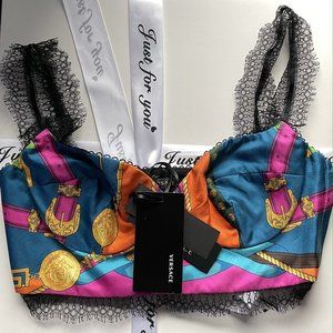 Versace Lace Trim Rodeo Silk Printed Top Size 38